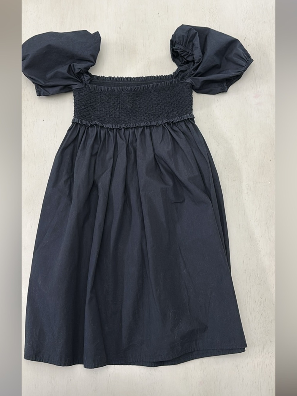 Sunday Best Black Puff Sleeve Smocked Dress for Girls